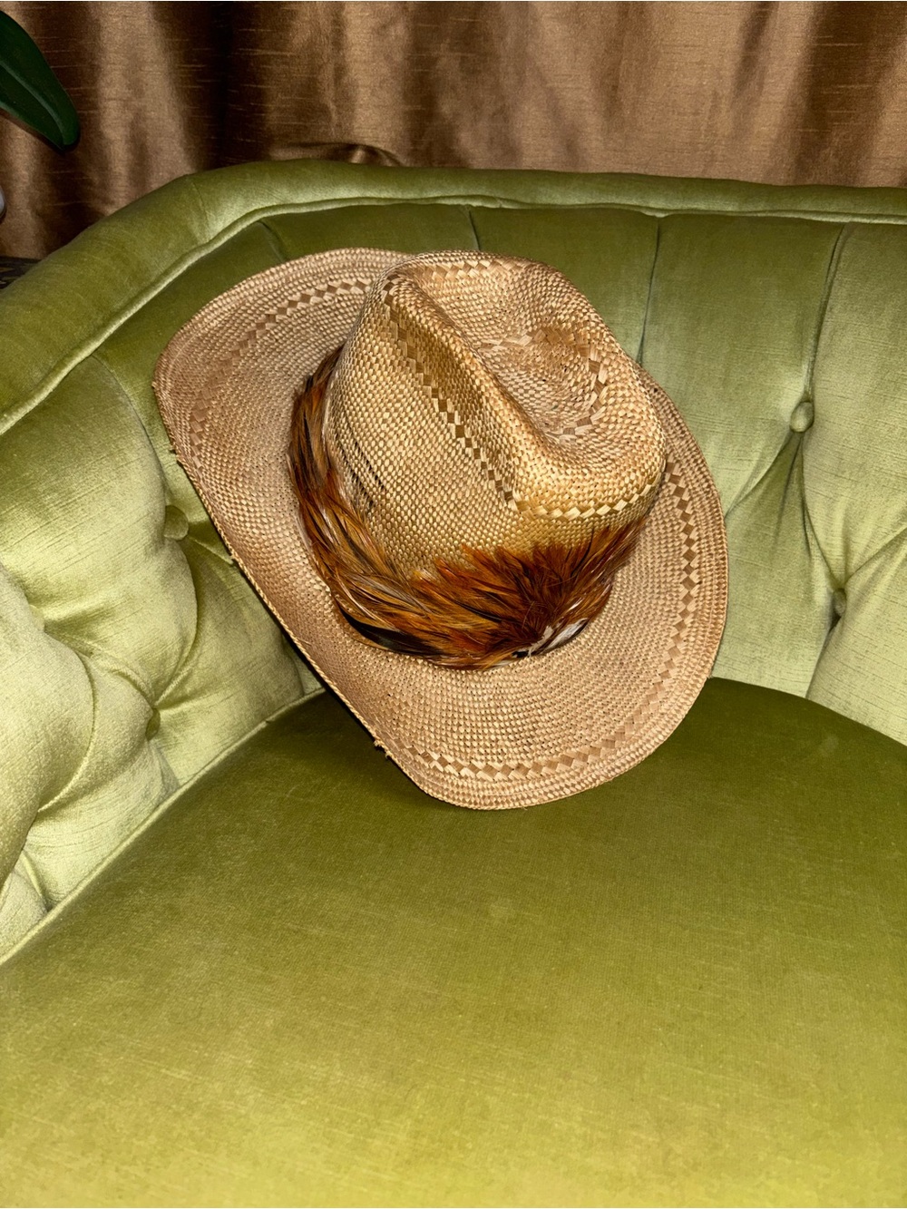 Vintage Levi's Hat Straw Cowboy 1970’s Original Authentic Feather Size 7-1/8 - Picture 7 of 11